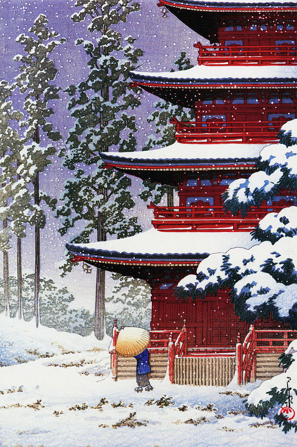 Collection Of Scenic Views Of Japan, Eastern Japan Edition, Saisho temple, Hirosaki Painting by Kawase Hasui