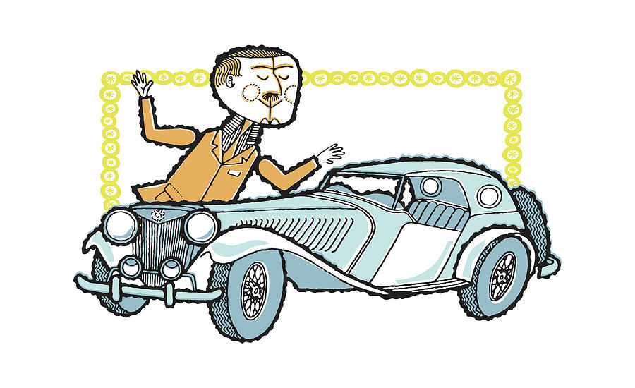 Transportation Drawing - Collector with Antique Car by CSA Images