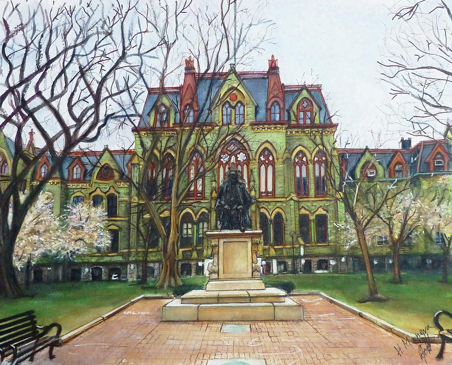 College Hall, University of Pennsylvania Painting by Henrieta Maneva