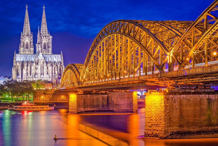 City Photograph - Cologne, Germany Old Town Skyline by Sean Pavone