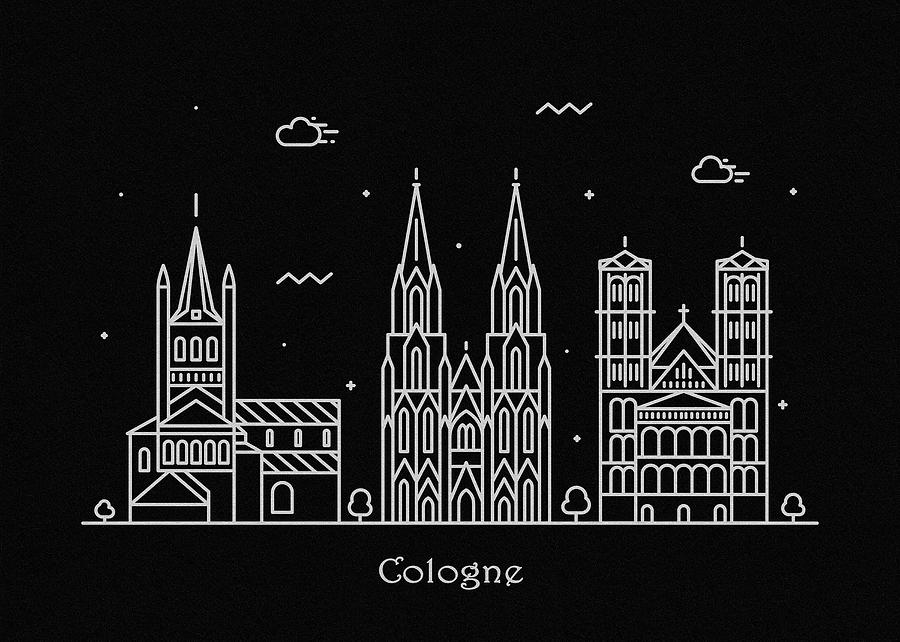 Cologne Skyline Travel Poster Drawing by Inspirowl Design