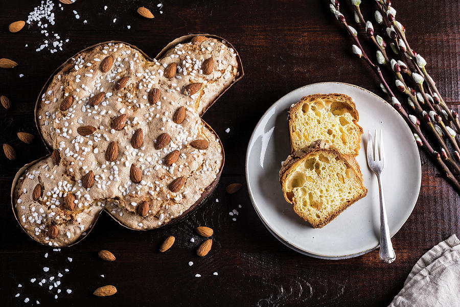Colomba Pasquale easter Cake Shaped Like A Dove Of Peace, Italy Photograph by Christian Kutschka
