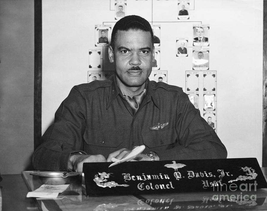 Colonel Benjamin Davis Sitting At Desk Photograph by Bettmann