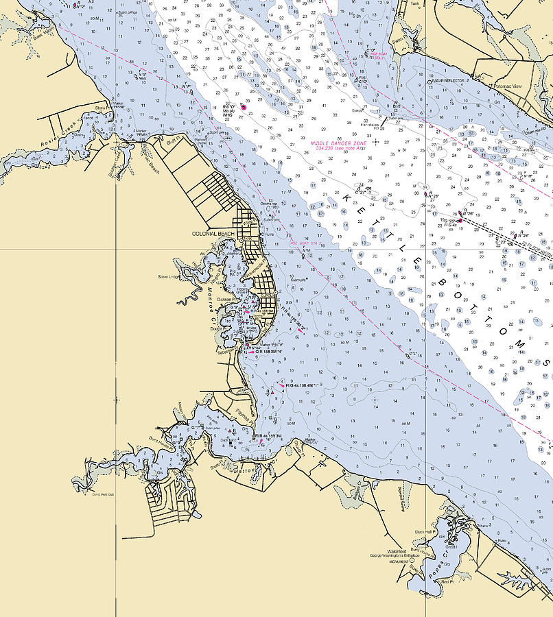 Colonial Beach virginia Nautical Chart _v2 Mixed Media by Sea Koast