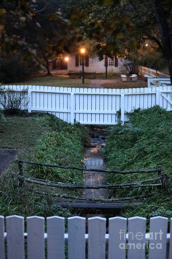 Colonial Footbridge and Stream in the Evening Photograph by Rachel Morrison