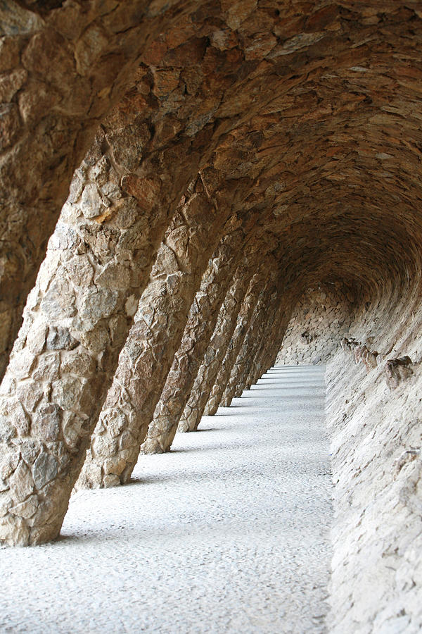 Colonnaded Footpath, Antoni Gauds Parc Guell, Barcelona, Catalonia, Spain Photograph by Elan Fleisher