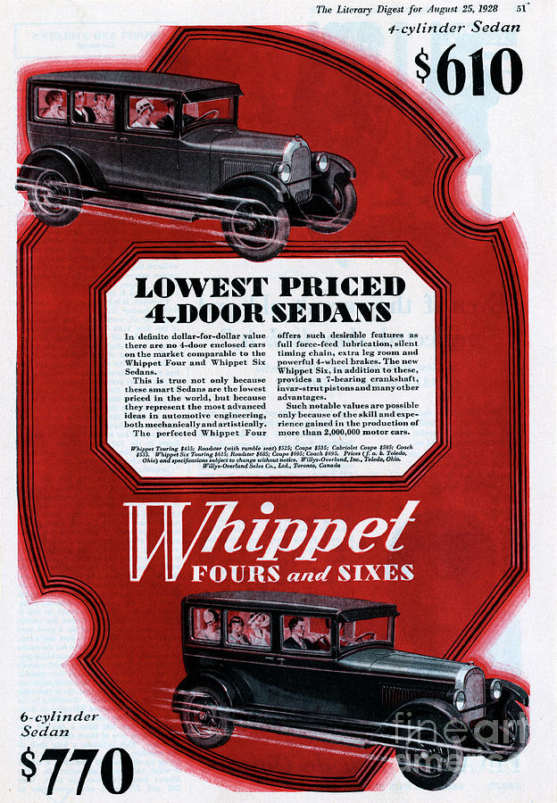 Color Advertisement For Whippet Cars Photograph by Bettmann