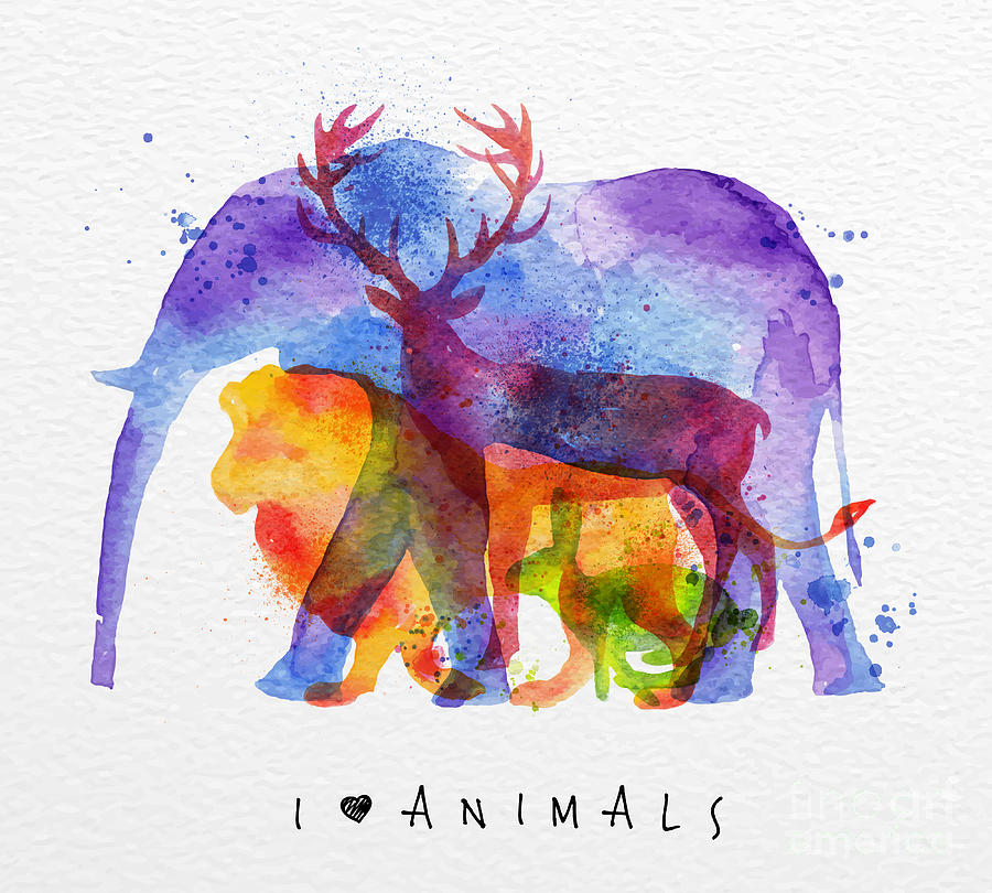 Symbol Digital Art - Color Animals ,elephant, Deer, Lion by Anna42f Symbol Digital Art - Color Animals ,elephant, Deer, Lion by Anna42f