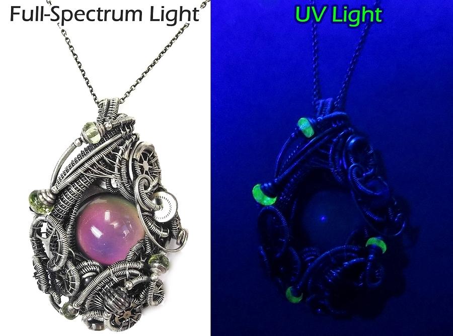 Color-Changing Mood Steampunk Wire-Wrapped Pendant in Sterling