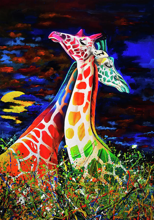 Color Giraffes Painting by Jethro Longwe - Fine Art America