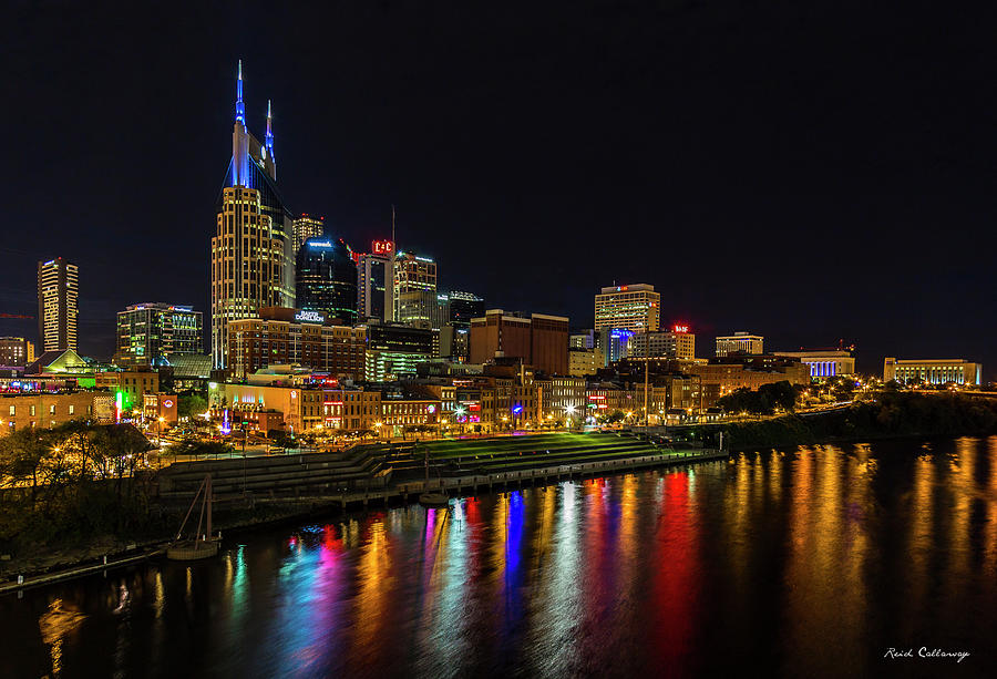 Vibrant Nashville Skyline Color Me Beautiful Broadway Street Cityscape Art Photograph by Reid Callaway