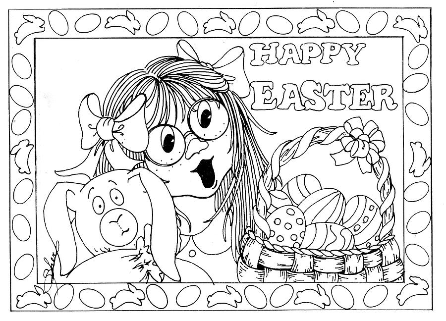 Black And White Painting - Color Me Card_easter by Sher Sester