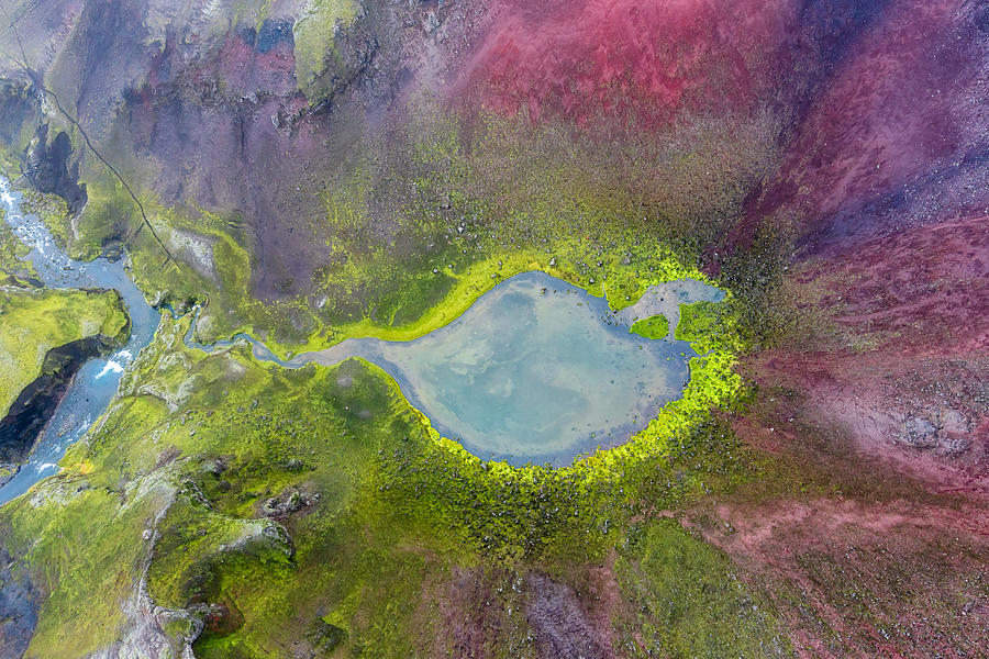 Color Palette -- Aerial View Of A Small Crator Lake Photograph by James Bian