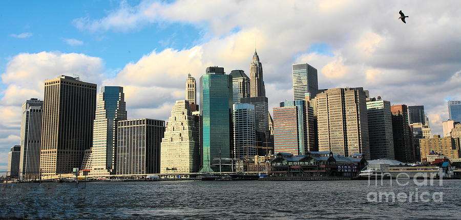 Color Panorama NYC Financial Center East River  Photograph by Chuck Kuhn