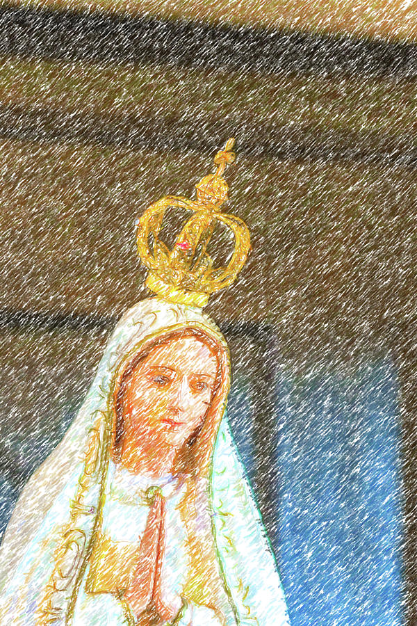 color pencil sketch of Our Lady of Fatima Photograph by Vivida Photo PC