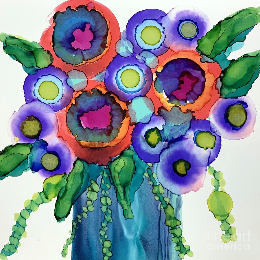 Color Pop Bouquet Painting by Beth Kluth