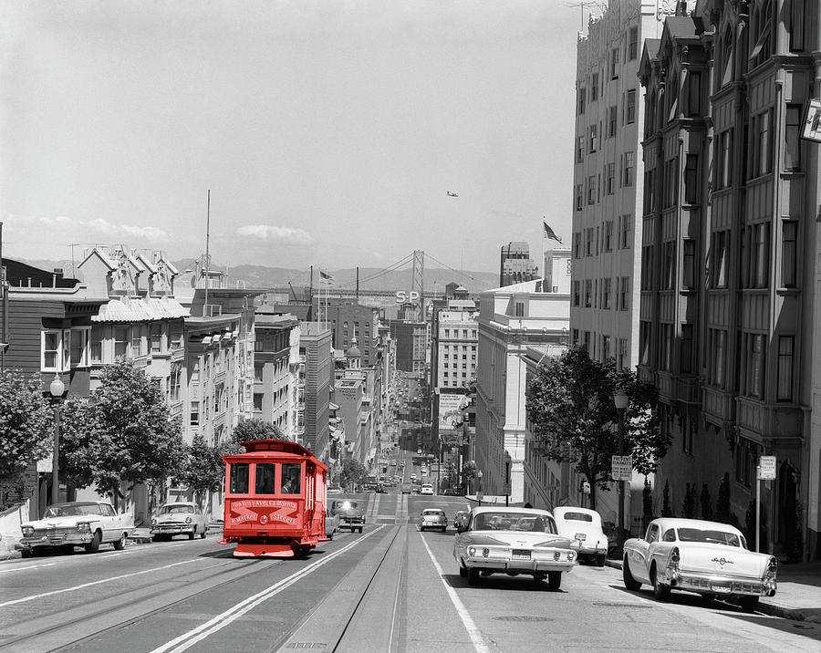 Color Pop,1950s 1960s Cable Car In San Photograph by Panoramic Images