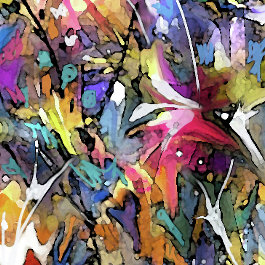 Color Splashes-Detail Digital Art by Jean Batzell Fitzgerald