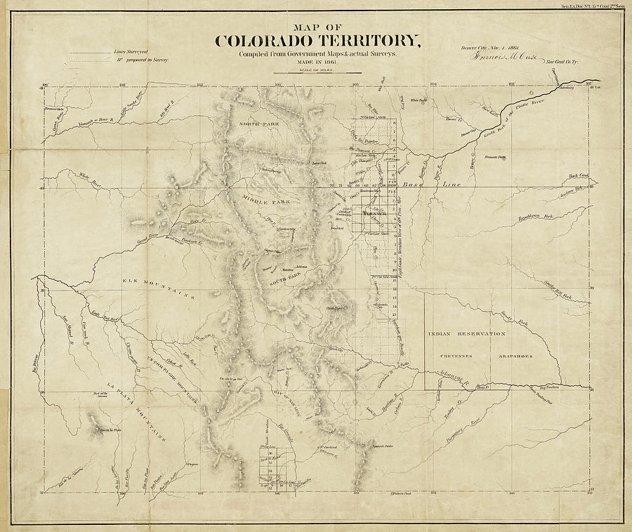 Colorado 1861 Territory Map Historical Map Digital Art by Toby McGuire