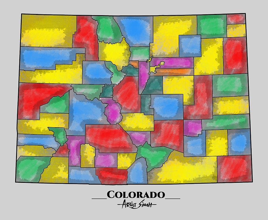 Colorado Artist Singh Mixed Media By Artguru Official Maps 8381