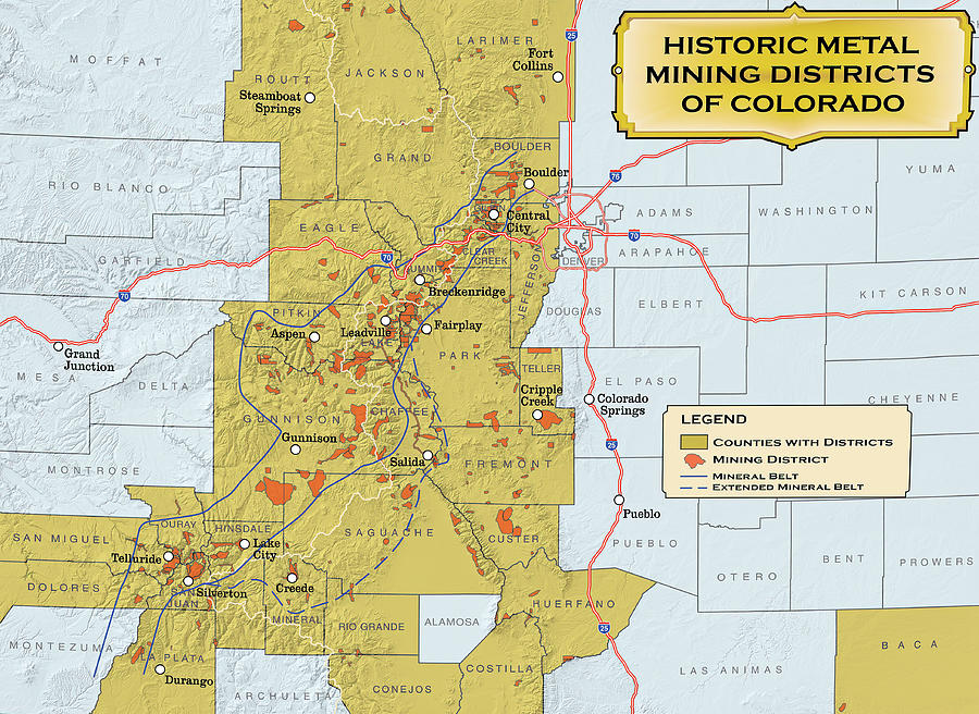 Colorado Historic Mining District Map Photograph by Eric Glaser