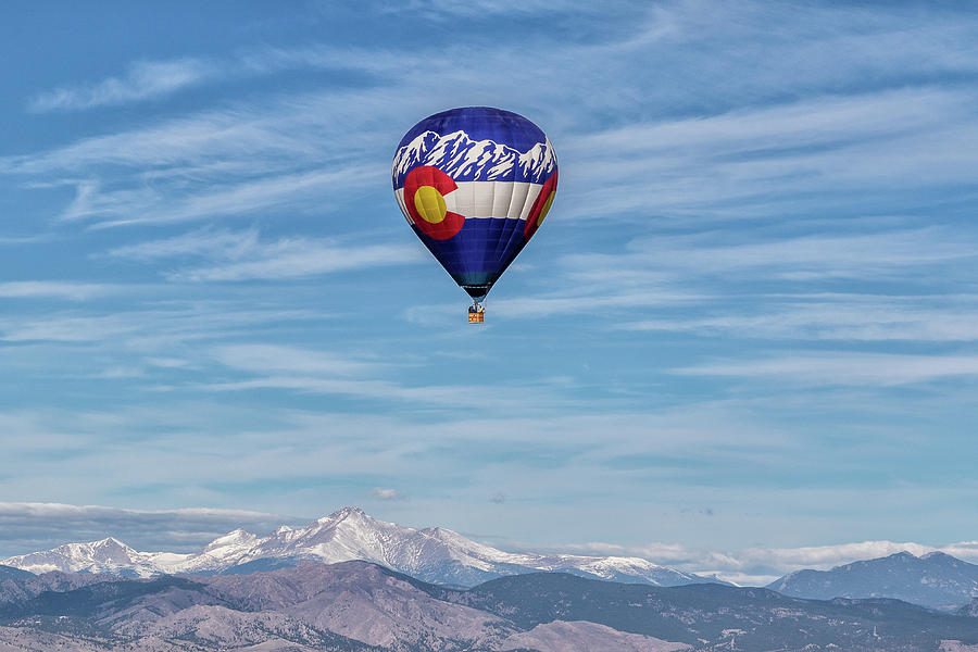 Colorado Hot Air Balloon Above Mount Meeker Photograph by Tony Hake
