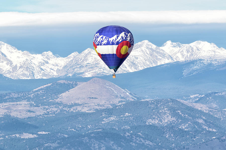 Colorado Hot Air Balloon and the Rocky Mountains Photograph by Tony Hake