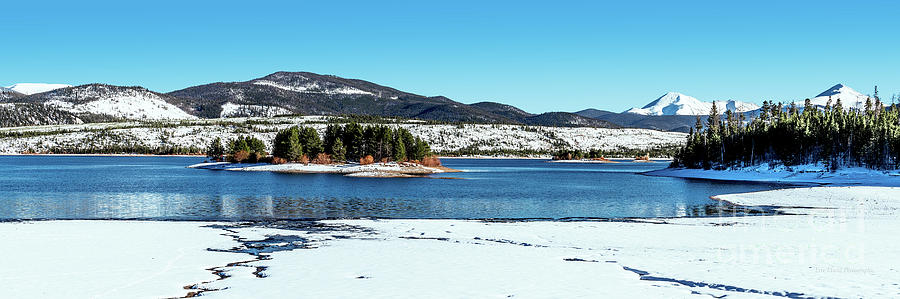 Colorado Lake Island in the Snow Wide 3 to 1 Ratio Photograph by Aloha Art