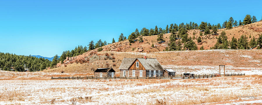 Colorado Log Cabin Ranch in the Snow 2.5 to 1 Ratio Photograph by Aloha Art