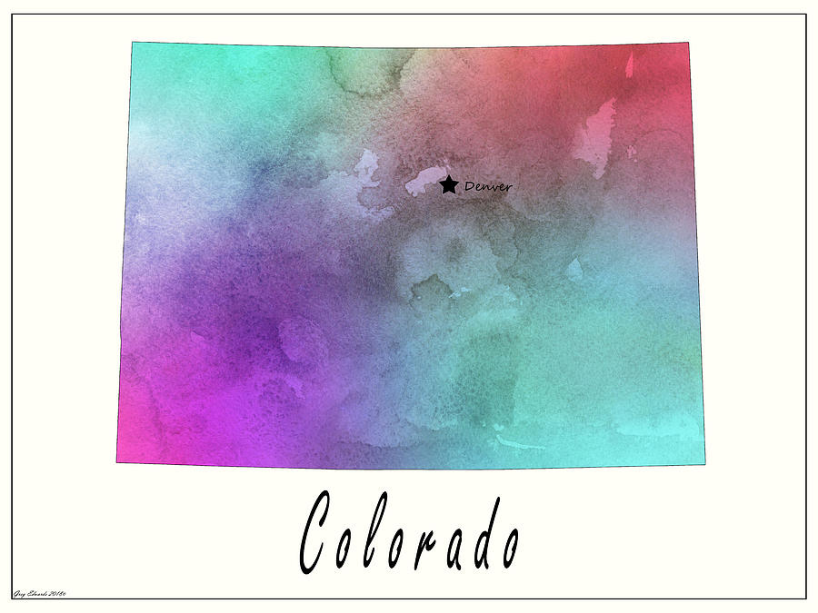 Colorado Map Style 3 Drawing by Greg Edwards