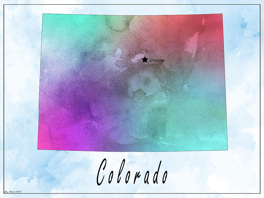 Colorado Map Style 5 Drawing by Greg Edwards
