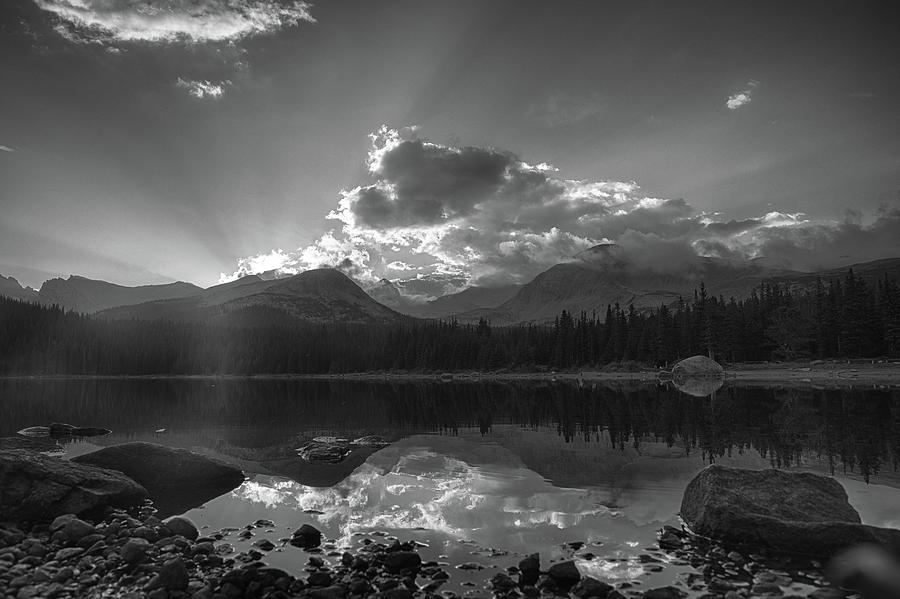 Colorado Mountain Lake in Black and White Photograph by Tony Hake