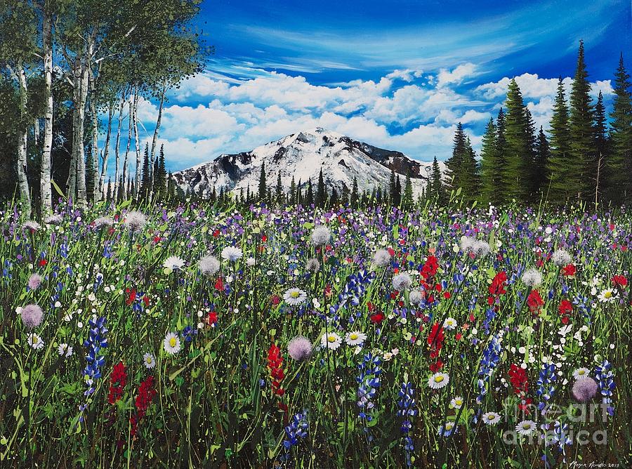 Mountain Painting - Colorado Wildflowers by Megan Nemeth Mountain Painting - Colorado Wildflowers by Megan Nemeth