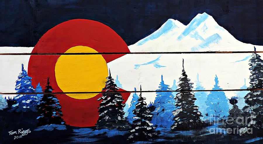 Colorado Winter Flag Painting by Tom Riggs