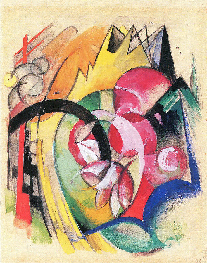 Colored flowers Painting by Franz Marc