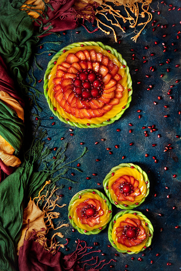 Cake Photograph - Colored Fruit Tart by Denisa Vlaicu