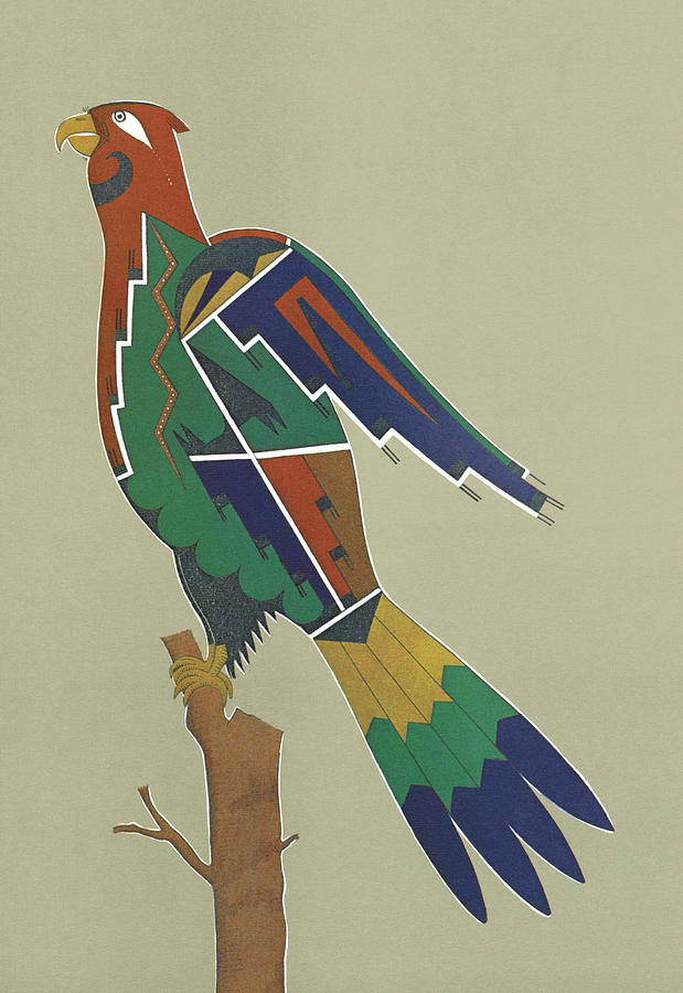 Colored Hawk Painting by Pueblo