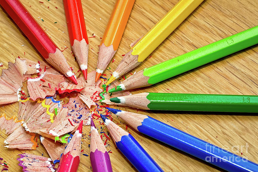 Colored Pencils And Shavings On Table Photograph by Gerard Mcauliffe