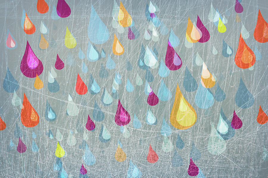 Colored Rain Drops Falling Digital Art by Jutta Kuss