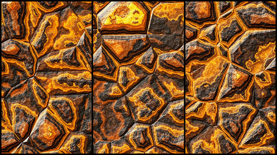 Colored Stone HDR Triptych Digital Art by Don Northup