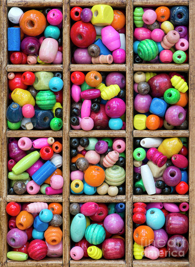 Colored Wooden Beads Photograph by Tim Gainey