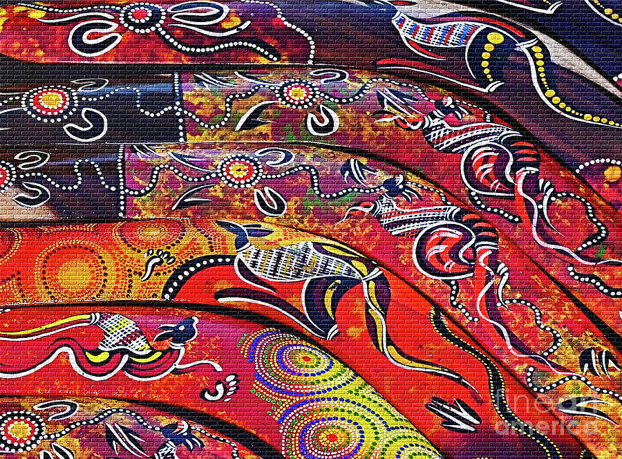 Abstract Photograph - Colorful Aboriginal Art by Kaye Menner