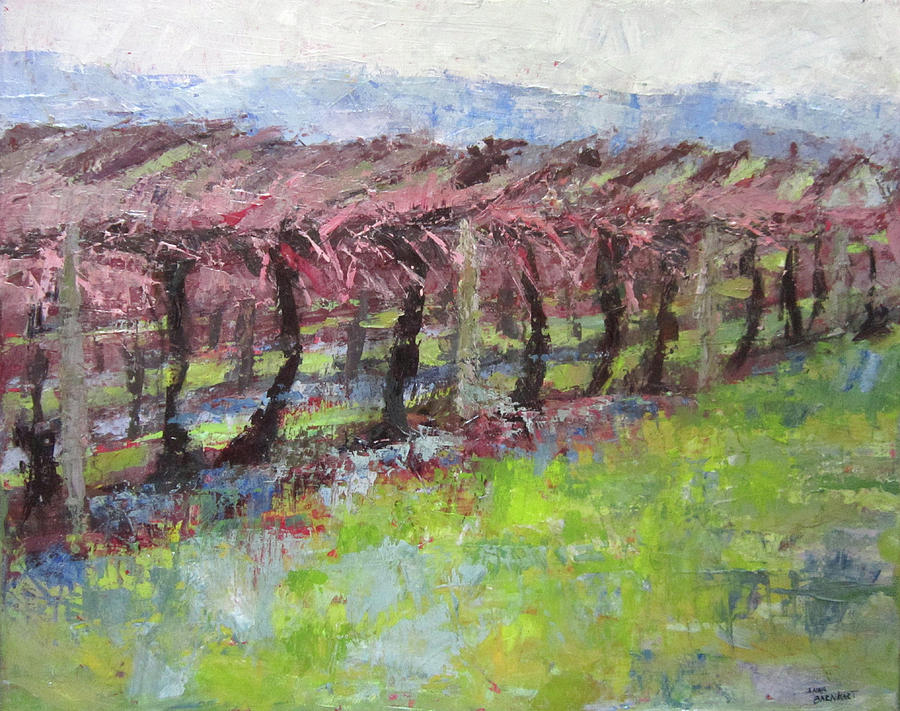 Impressionist Landscape Painting - Colorful Abscract Vineyard by Anna Barnhart