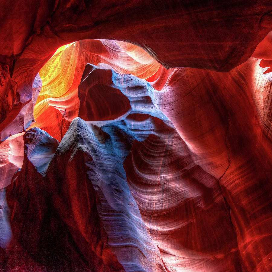 America Photograph - Colorful Abstract Layers of Antelope Canyon Arizona 1x1 by Gregory Ballos