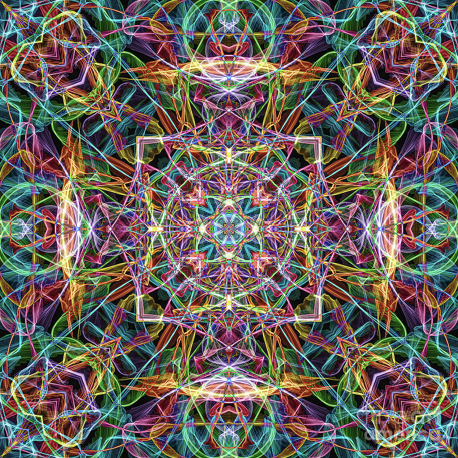 Abstract Digital Art - Colorful Abstract Mandala by Phil Perkins