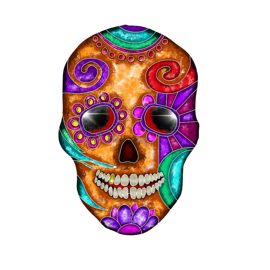 Colorful abstract skull Painting by Patricia Piotrak