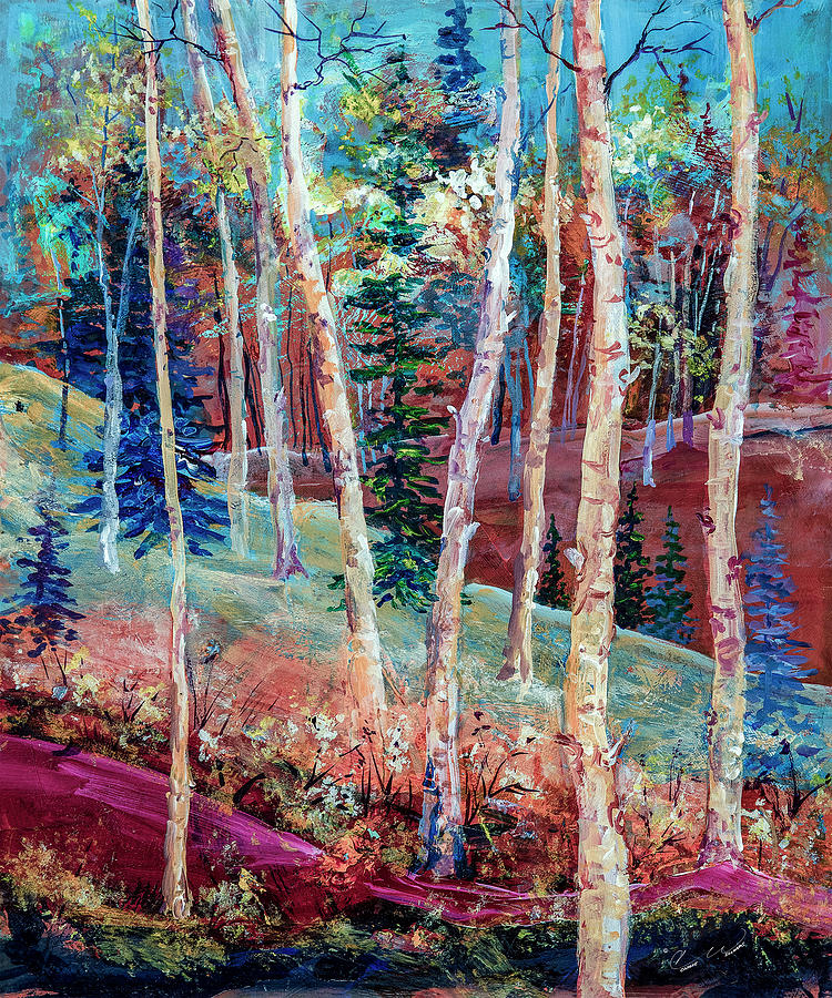Colorful Aspen Painting by Connie Williams
