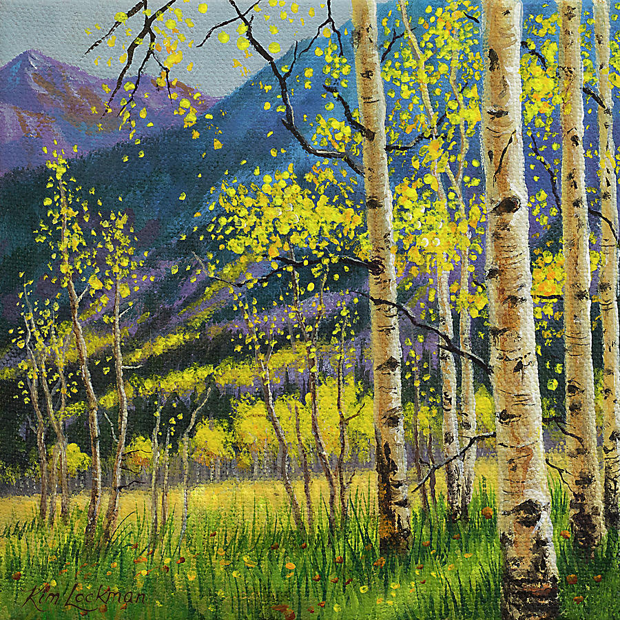 Colorful Aspens Painting by Kim Lockman