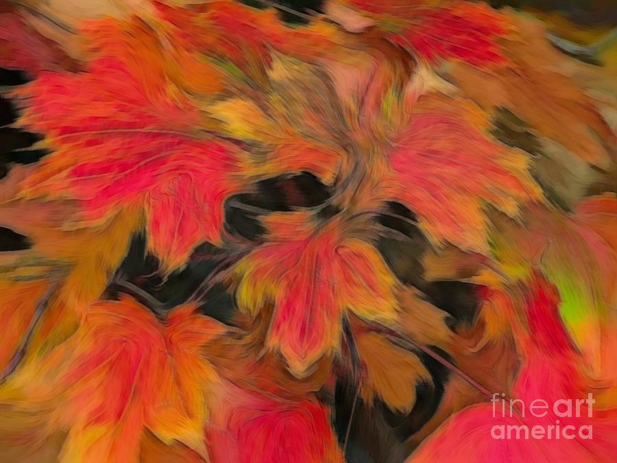 Colorful Autumn Maple Leaves Abstract Flux Effect Photograph