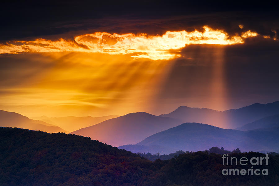 Country Photograph - Colorful Autumn Sunrise Over The Smoky by Dean Fikar Country Photograph - Colorful Autumn Sunrise Over The Smoky by Dean Fikar
